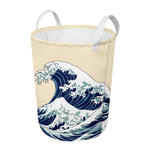 Japanese Ocean Wave Print Round Laundry Basket