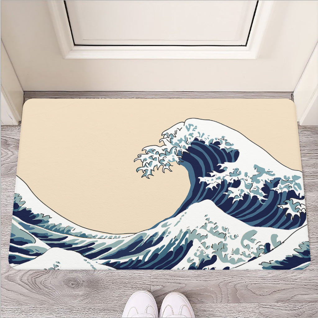 Japanese Ocean Wave Print Rubber Doormat