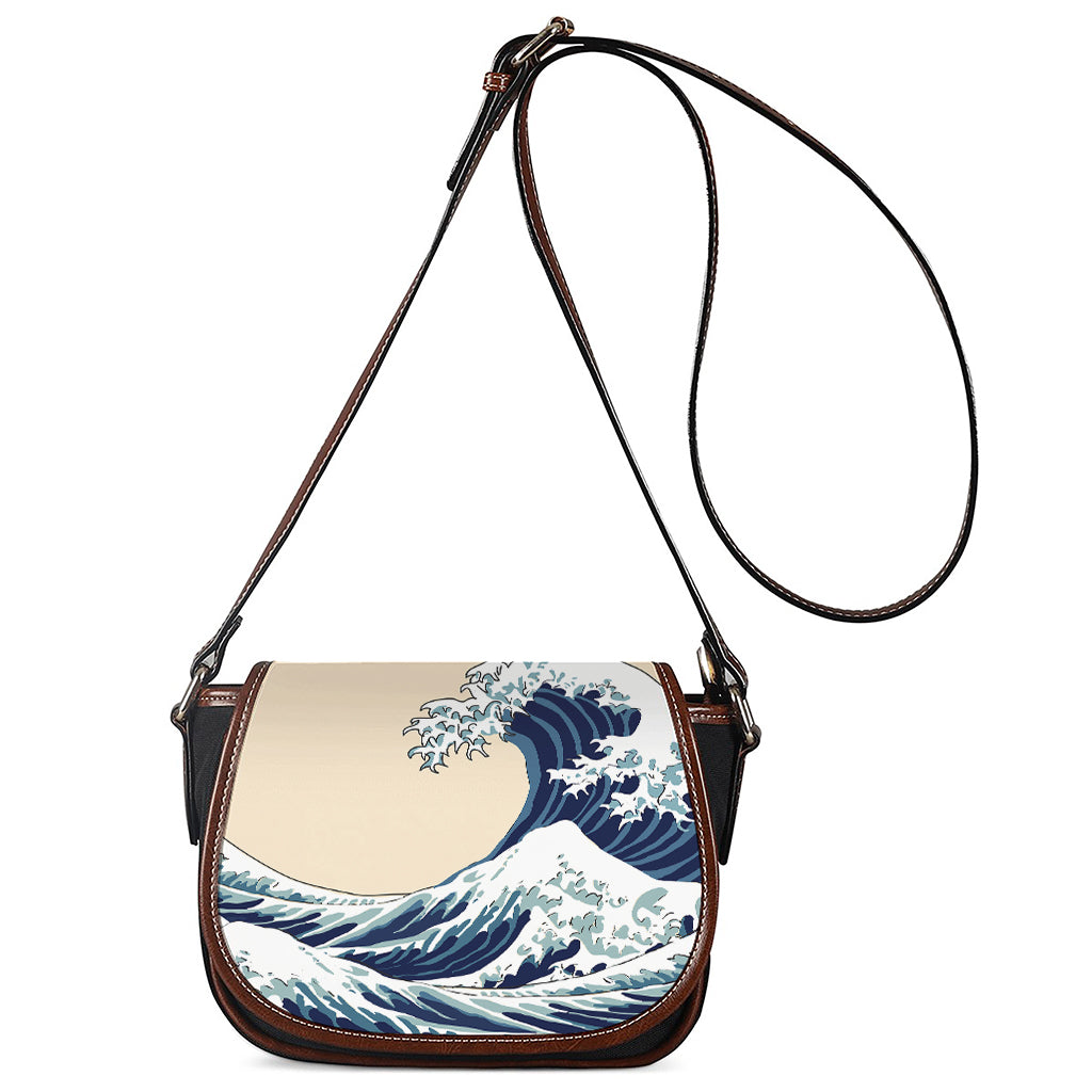 Japanese Ocean Wave Print Saddle Bag