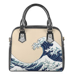 Japanese Ocean Wave Print Shoulder Handbag