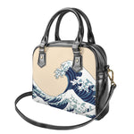 Japanese Ocean Wave Print Shoulder Handbag