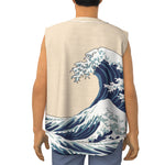 Japanese Ocean Wave Print Sleeveless Baseball Jersey