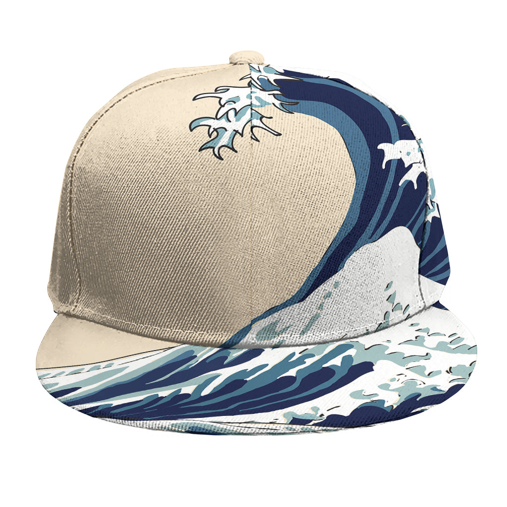 Japanese Ocean Wave Print Snapback Cap