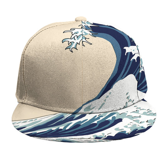 Japanese Ocean Wave Print Snapback Cap