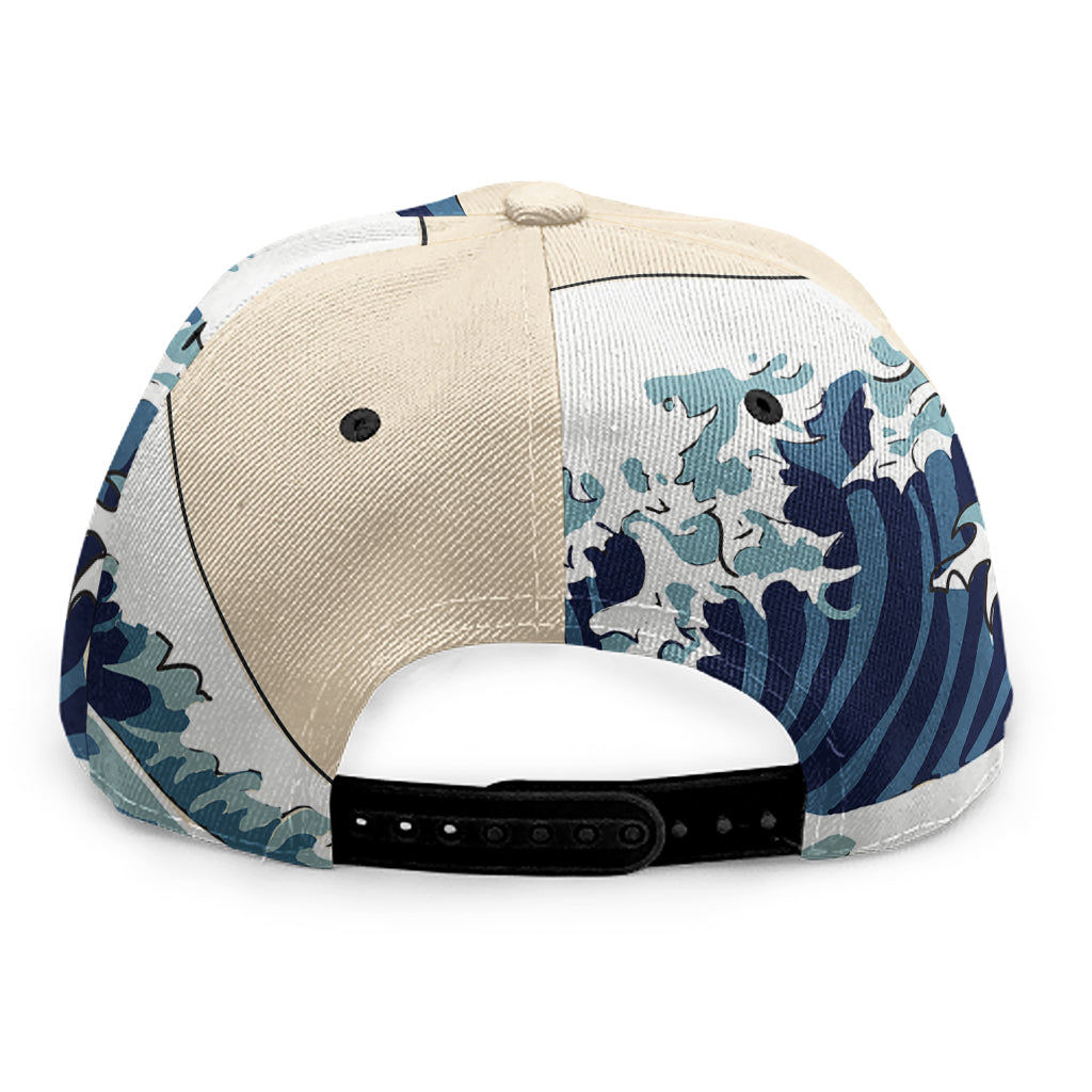 Japanese Ocean Wave Print Snapback Cap