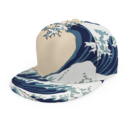 Japanese Ocean Wave Print Snapback Cap