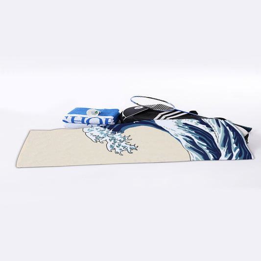 Japanese Ocean Wave Print Sports Towel