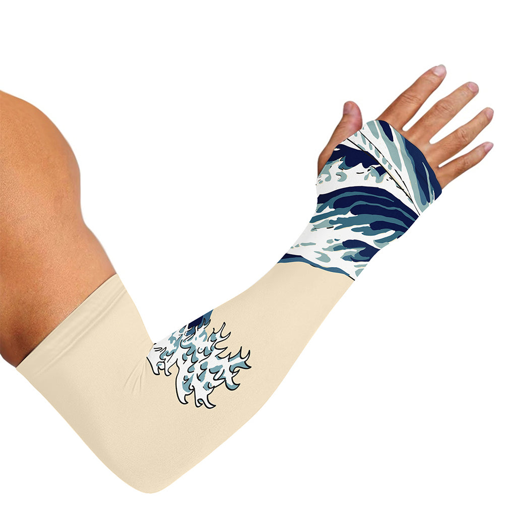 Japanese Ocean Wave Print Sun Protection Arm Sleeves