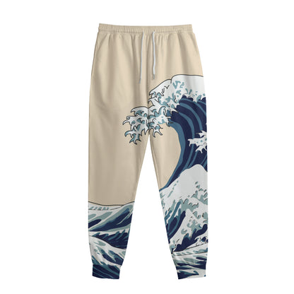Japanese Ocean Wave Print Sweatpants