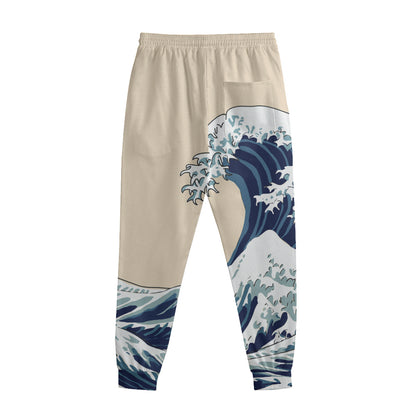 Japanese Ocean Wave Print Sweatpants