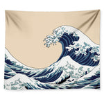 Japanese Ocean Wave Print Tapestry