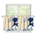 Japanese Ocean Wave Print Tier Curtains