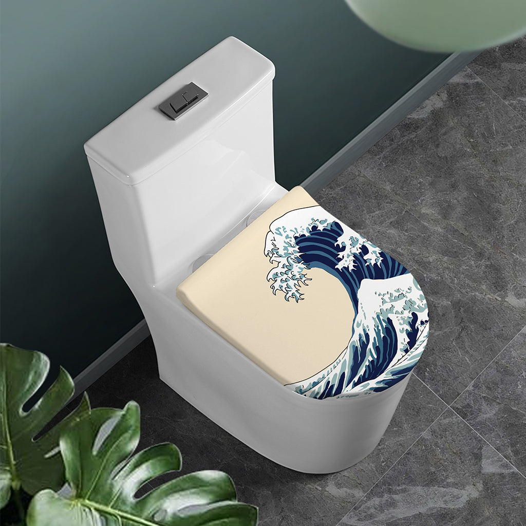 Japanese Ocean Wave Print Toilet Lid Cover