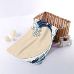 Japanese Ocean Wave Print Towel