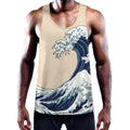 Japanese Ocean Wave Print Men's Workout Tank Top