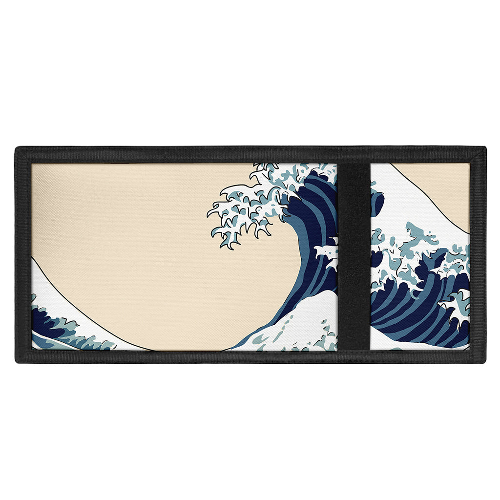 Japanese Ocean Wave Print Trifold Wallet