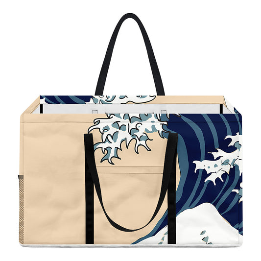 Japanese Ocean Wave Print Utility Tote Bag