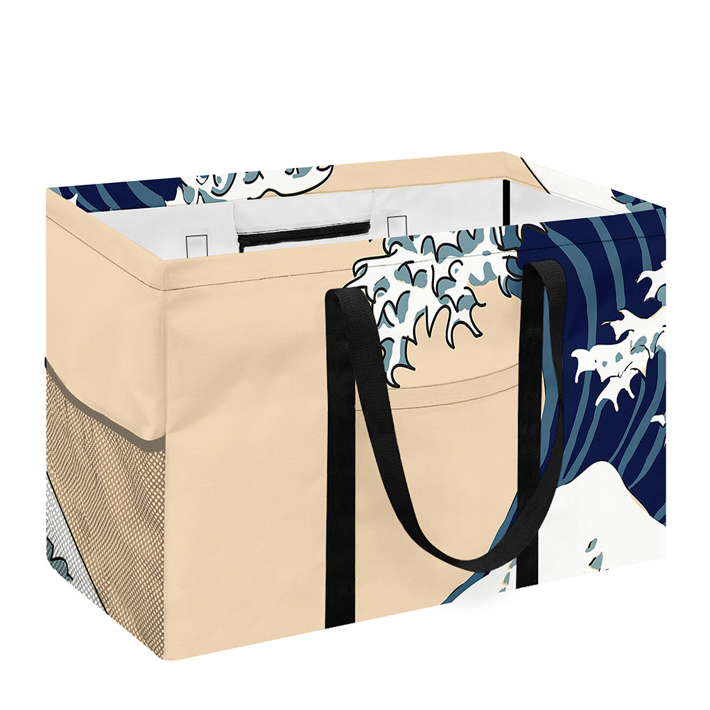 Japanese Ocean Wave Print Utility Tote Bag