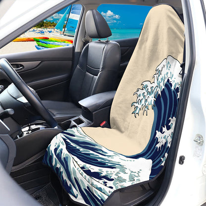 Japanese Ocean Wave Print Waterproof Car Seat Cover
