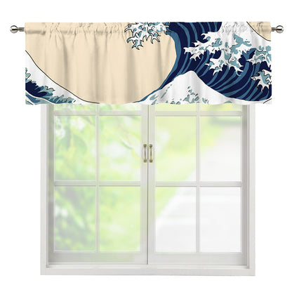 Japanese Ocean Wave Print Window Valance