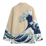 Japanese Ocean Wave Print Women's Blazer