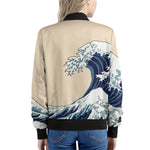 Japanese Ocean Wave Print Women's Bomber Jacket