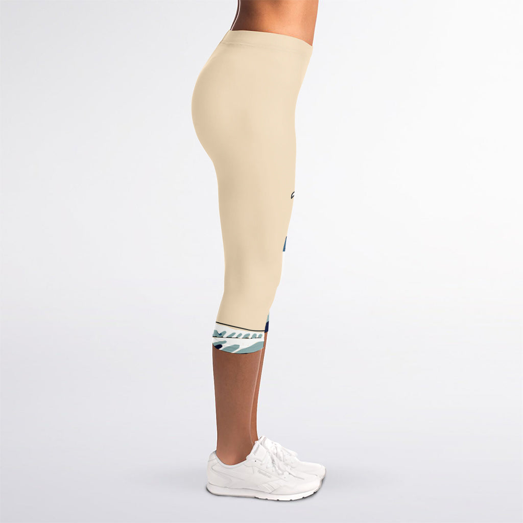 Japanese Ocean Wave Print Women's Capri Leggings