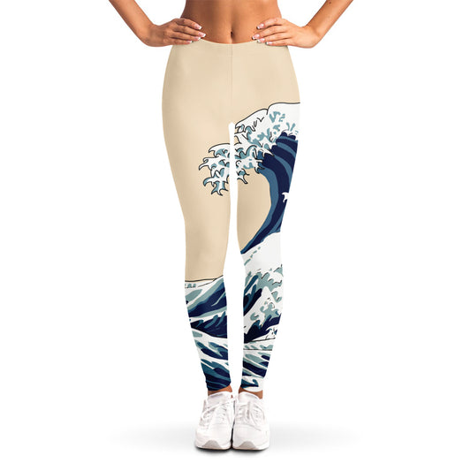 Japanese Ocean Wave Print Women's Leggings