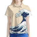 Japanese Ocean Wave Print Women's Polo Shirt