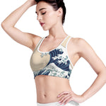 Japanese Ocean Wave Print Women's Sports Bra