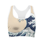 Japanese Ocean Wave Print Women's Sports Bra