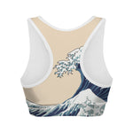 Japanese Ocean Wave Print Women's Sports Bra
