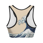 Japanese Ocean Wave Print Women's Sports Bra