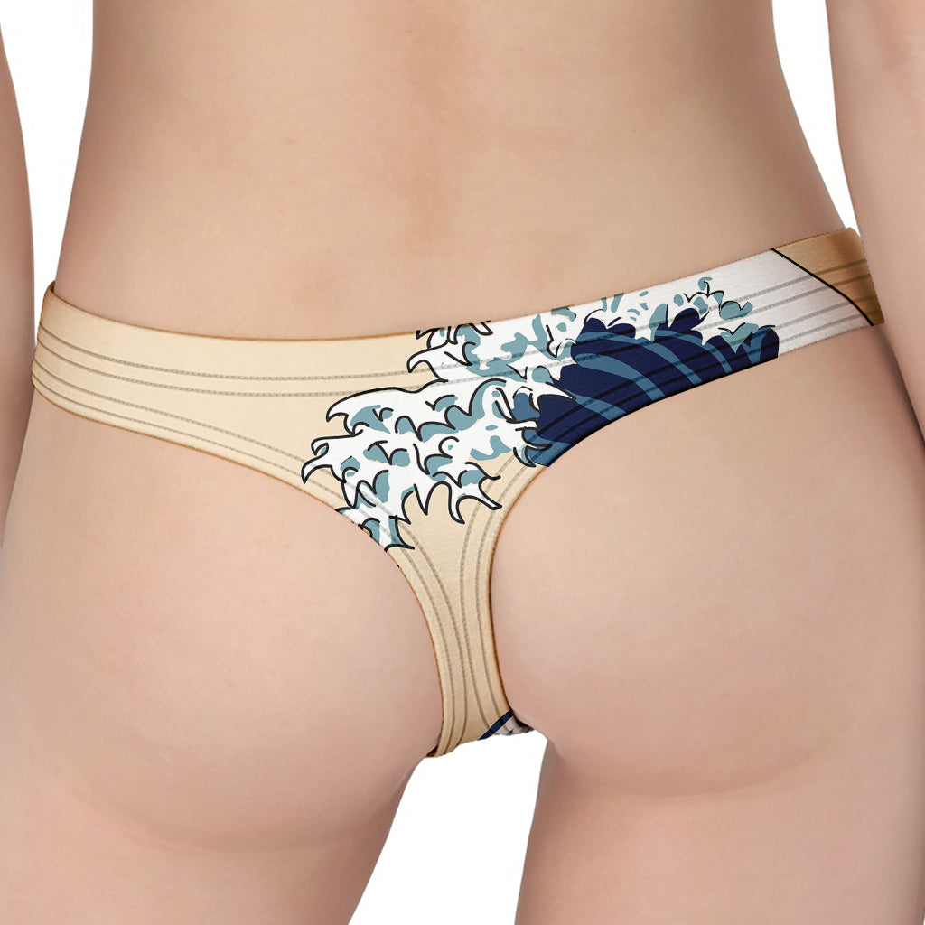 Japanese Ocean Wave Print Women's Thong