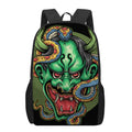 Japanese Oni Demon With Snake Print 17 Inch Backpack