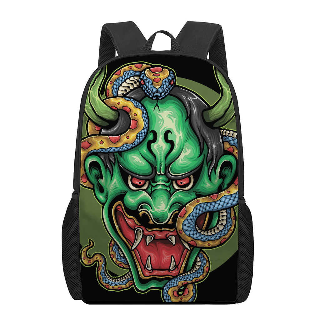 Japanese Oni Demon With Snake Print 17 Inch Backpack
