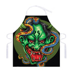 Japanese Oni Demon With Snake Print Adjustable Apron