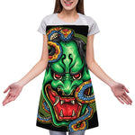 Japanese Oni Demon With Snake Print Adjustable Apron
