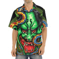 Japanese Oni Demon With Snake Print Aloha Shirt