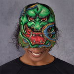 Japanese Oni Demon With Snake Print Baseball Cap