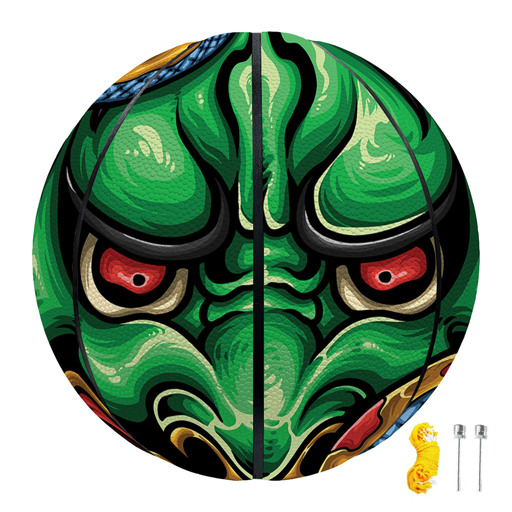Japanese Oni Demon With Snake Print Basketball