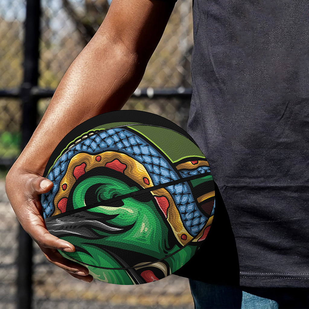 Japanese Oni Demon With Snake Print Basketball