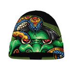 Japanese Oni Demon With Snake Print Beanie