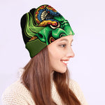 Japanese Oni Demon With Snake Print Beanie