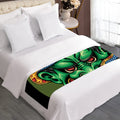 Japanese Oni Demon With Snake Print Bed Runner