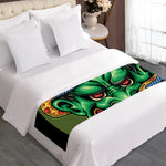 Japanese Oni Demon With Snake Print Bed Runner
