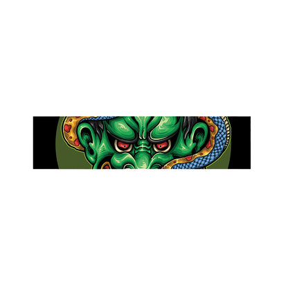 Japanese Oni Demon With Snake Print Bed Runner