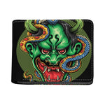 Japanese Oni Demon With Snake Print Bifold Wallet