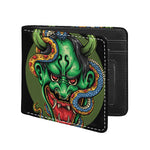 Japanese Oni Demon With Snake Print Bifold Wallet