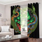 Japanese Oni Demon With Snake Print Blackout Grommet Curtains